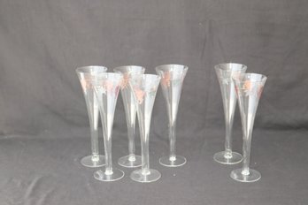 Set Of 7 Painted Grapes Glass Flutes