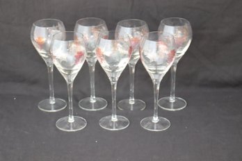 Set Of 7 Painted Grapes Wine Glasses (C-86)