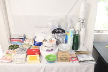 Assorted Paper And Plastic Plates, Silverware, Napkins And More! (H-12)