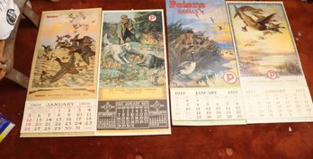 Collection Of 4 Vintage Peters & Remington Hunting Reproduction Calendars (F-2)