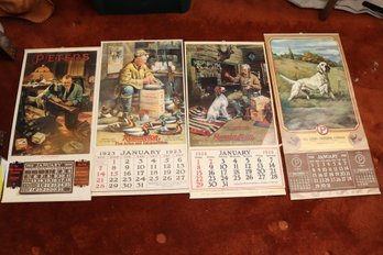 Collection Of 4 Vintage Peters & Remington Hunting Reproduction Calendars (F-3)