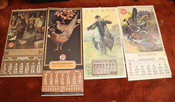 Collection Of 4 Vintage Peters & Remington Hunting Reproduction Calendars (F-4)