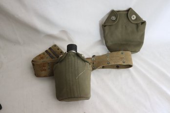 Vintage US Military Canteen With Belt And Extra Pouch (V-67)