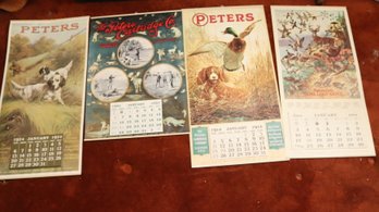 Collection Of 4 Vintage Peters & Remington Hunting Reproduction Calendars (F-5)