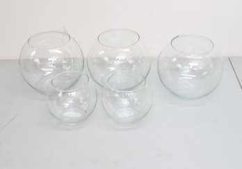 5 Glass 'Fish Bowl' Style Vases (P-87)