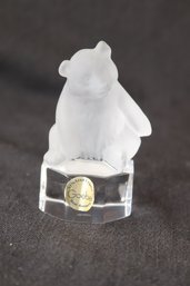 Goebel Crystal Glass Frosted Sitting Polar Bear Figurine On Stand Crystale Collection 1987 (R-5)