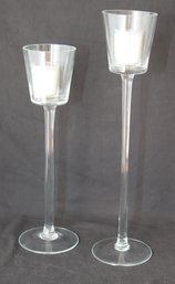 Pair Of Glass Candle Holders (R-9)