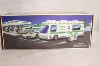 1998 New In Box Hess Recreation Vehicle RV Truck W/ ATV And Motorcycle  (V-77)