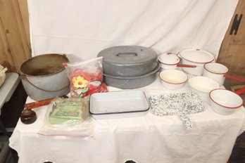 Vintage Cookware Enamel Pots And More