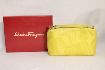 New In Box Salvatore Ferragamo Yellow Cosmetic Bag (V-85)