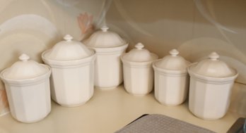 White Ceramic Kitchen Storage Canisters (R-20)