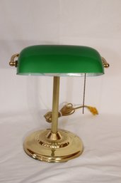Green Glass And Brass Desk Table Lamp (R-20)
