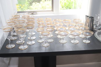 Vintage Gold Rim Stemware Glasses