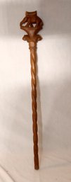 Vintage Carved Wooden Elephant Walking Stick Cane (F-23)