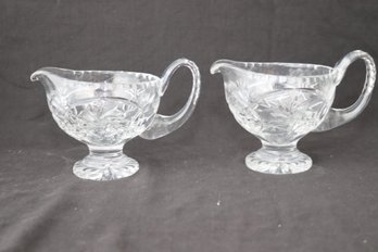 Pair Of Crystal Gravy Boats