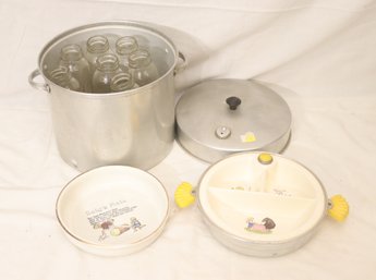 Vintage Baby Bottle Sterilizer And Baby Plates  (B-85)