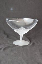 Vintage Glass Compote Bowl Frosted Stem (R-27)