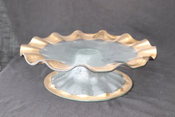 Glas Cake Plate With Gold Trim