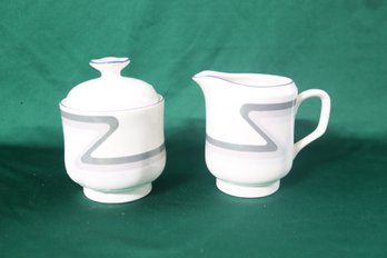 Sango Quadrille Abstracta Sugar Bowl And Creamer (H-25)