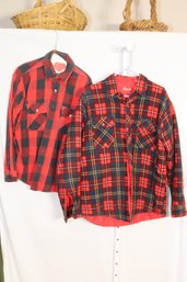Pair Of Plaid Shirts Flanel Coleman Quilt Lining (H-6)