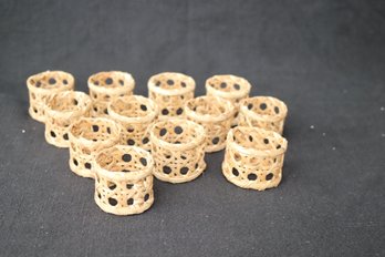 Woven Wicker Rattan Napkin Rings Set Of 12 Natural (R-39)