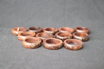 Vintage Wooden Napkin Rings Set Of 12 (R-40)