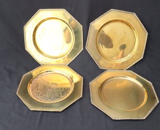 4 Vintage Octagon Brass Plates (R-46)