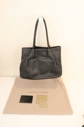 Bottega Veneta Black Woven Leather Weave Tote Bag