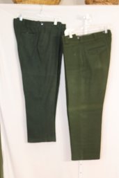 2 Pairs Green Woolrich Wool Pants (H-16)