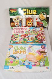 Board Games: Clue, Candy Land, Chutes And Ladders (G-1)