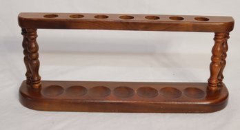 7 Spot Wooden Tobacco Estate Pipe Stand Turned Wood (R-44)