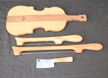 Mountain Foods Violin Cheese Cutting Board With Pair Of Bow Slicer