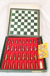 ITALFAMA Metal CHESS SET & BACKGAMMON.  IN LEATHERETTE CASE Made In ITALY