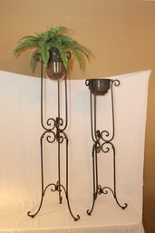 2 Tall Wrought Iron Plant Stands (T-71)