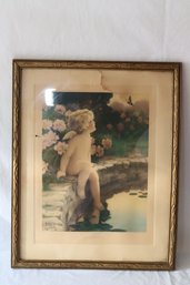 Vintage Framed The Butterfly By Bessie Pease Gutmann (P-20)
