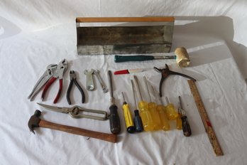 Assorted Hand Tools With Metal Tool Box (P-23)