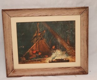 Vintage Framed Camp Fire By Winslow Homer. (F-56)