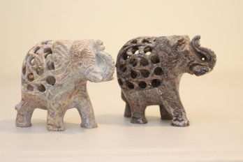 Soapstone Carved Mother Elephants With Baby Elephants Inside