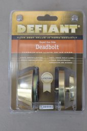 Defiant Brand  Deadbolt Keyed One Side  Polished Brass  BRAND NEW - SEALED (P-43)