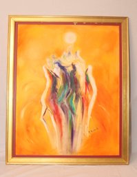 Framed Painting 'Va Leur Absolue' Signed By Raoudha Bribeck