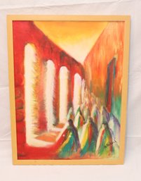 Framed Painting 'portes De Lumiere' Signed By  Raoudha Bribech