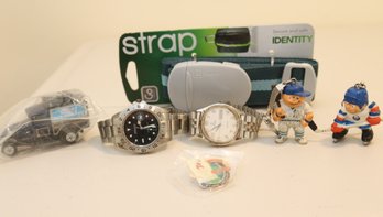 Watches, Luggage Strap, Rice Krispies Car, And NY Islanders & Yankees Keychains