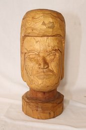 Carved Wooden Head Sculpture.