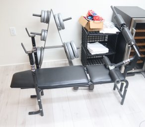 Weight Bench And Weights With Stand