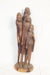 AFRICAN FAMILY WOODEN CARVED SCULPTURE (B-12)