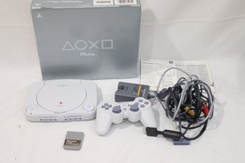 Sony Playstation One SCPH-101 Box, Memory Card, Console, Remote And Power Supply