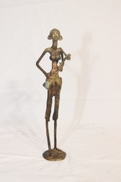 Vintage African Bronze Musician Statue