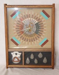 Vintage Navajo Indian Sand Painting Clock (F-81)