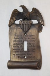 Vintage Thomas Jefferson 'Freedom Quote' Brass Light Switch Cover (I-35)