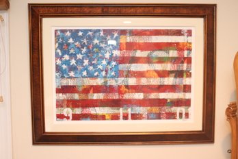 Framed 9-11 US Flag Signed And Numbered 104/911. (H-81)